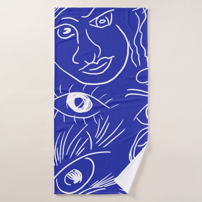Cara de belleza sin foco de una línea dibujada ais (Toalla de baño)