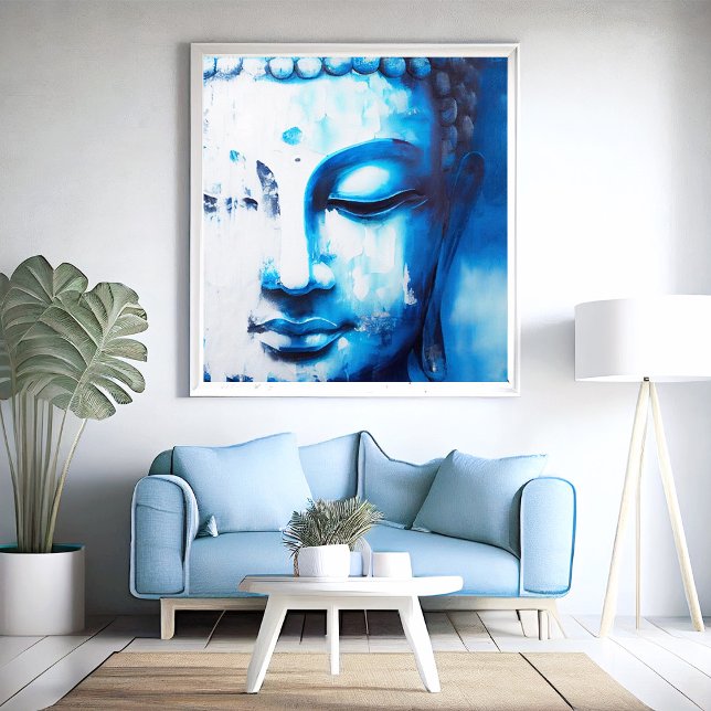 Cara de Buda en azul | Poster de arte digital (Subido por el creador)