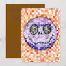 Cara de Esqueleto Pixelada Adorable Invitación a F
