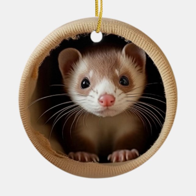 Cara de Ferret-Bebé - Ornamento de Ferrets-Cute (Frente)