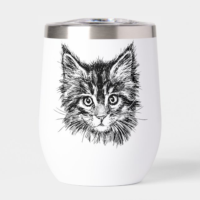 Cara de gatito negro y blanco (Frente)