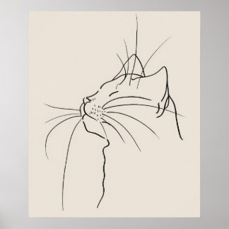 Cara de gato arte minimalista de línea moderna