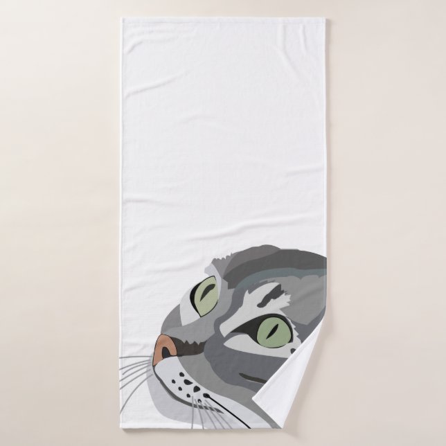 Cara de gato gris (Toalla de baño)