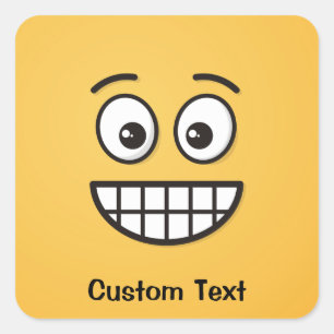Cara de Grinning con Pegatina redondo clásico de o