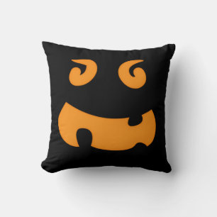 Cara de Jack O Lantern Negra Almohada de Halloween