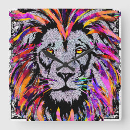 Cara de león - Reloj de pared de dibujos de león r