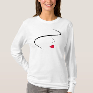 Cara de línea de mujer con camiseta de Gorra Tee