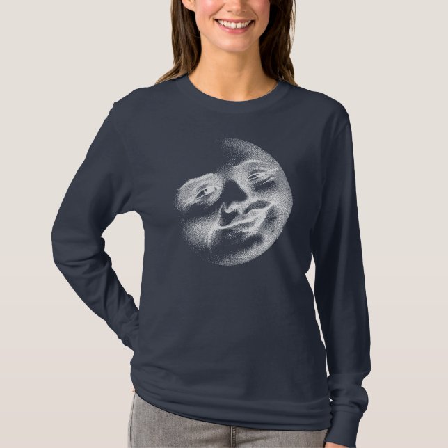 Cara de luna antigua en camiseta (Anverso)