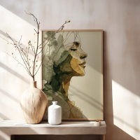 Cara de mujer abstracta arte boho neutral femenino