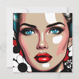 Cara de mujer de cómic de Pop Art Ai