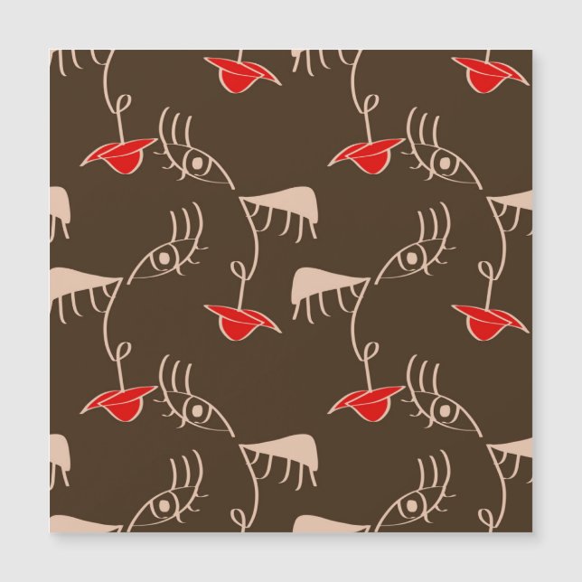 Cara de mujer de una línea: patrón abstracto. (Anverso)