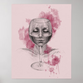Cara de mujer en arte de dibujo surrealista de vid