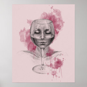 Cara de mujer en arte de dibujo surrealista de vid