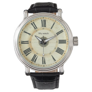 Cara de reloj vintage y numeral romana. Haz person