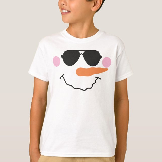 Cara de Snowman con camiseta de vidrio para niños (Anverso)