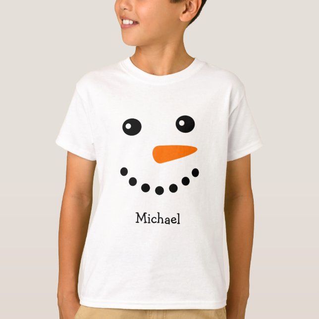 Cara de Snowman personalizada nombre camiseta (Anverso)