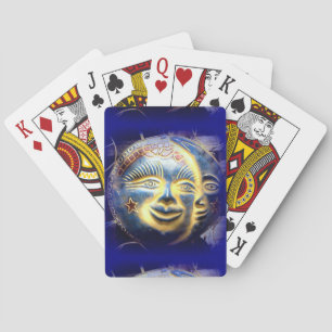 cara de sol/ cara de luna jugando cartas