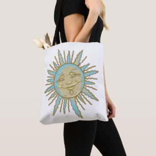 Cara de sol sonriente azteca   Bolsa de Tote