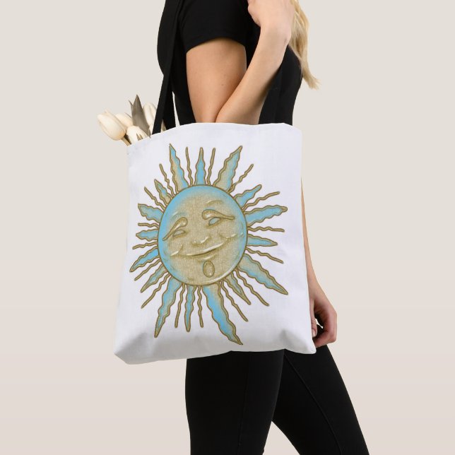 Cara de sol sonriente azteca | Bolsa de Tote (Detalle)