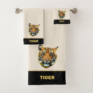 Cara de tigre elegante en beige y negro