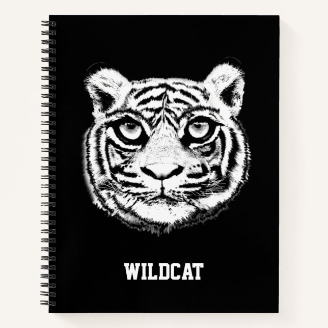 Cara de tigre salvaje en cuaderno negro (Anverso)