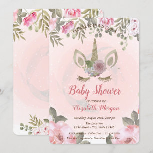 Cara de Unicornio Adorable, Invitación de Baby Sho