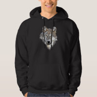 Cara del lobo en la sudadera con capucha para los