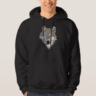 Cara del lobo en la sudadera con capucha para los