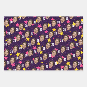 Cara Divertida Foto Personalizada Rosa Papel de Re