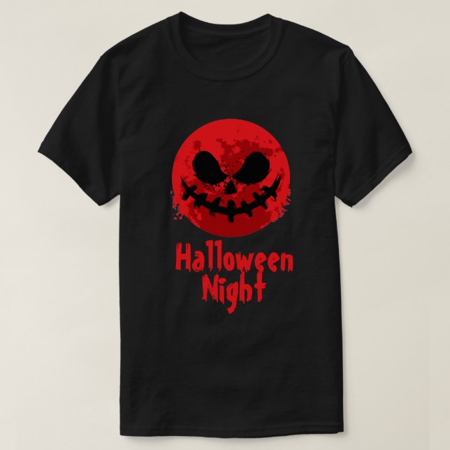 Cara espeluznante en la luna roja Feliz camiseta d (Diseño del anverso)