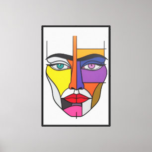 Cara Geométrica Abstracta: Arte Pop Colorido Cubis