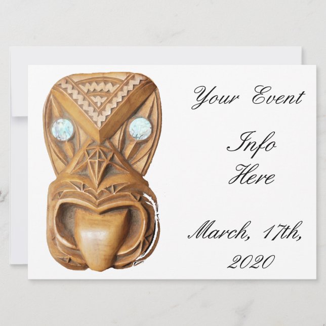 Cara Maorí Tiki Tallada Thunder_Cove (Anverso)