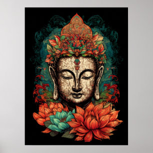 Cara pacífica de Buda   Poster de arte digital