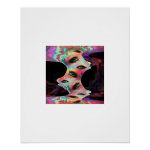Cara Psicodélica de Múltiples Ojos Póster Trippy