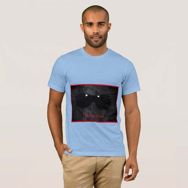 Cara somnolienta: Azul bebé - Camiseta cuello de c (Anverso completo)