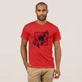 Cara somnolienta: camiseta con cuello de crema roj