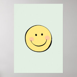 Cara sonriente amarilla retro decoración feliz par