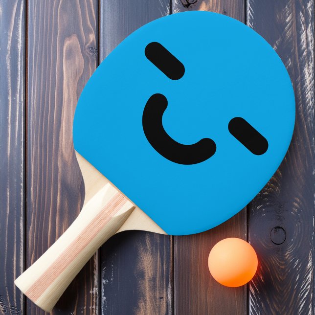 Cara Sonriente Complacida Pala de Ping Pong Azul (Subido por el creador)