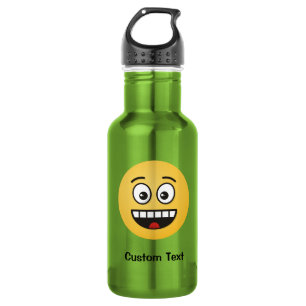 Cara sonriente con boca abierta Botella de agua