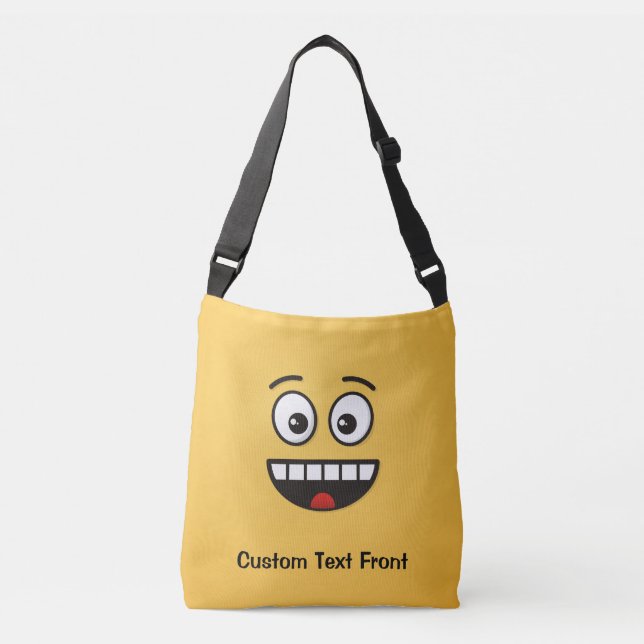 Cara sonriente con bolsa de cruz de boca abierta (Anverso)
