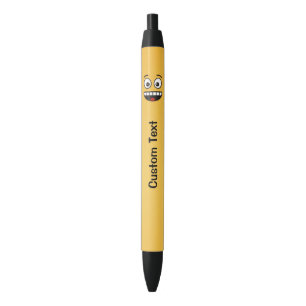 Cara sonriente con pluma de tinta negra boca abier