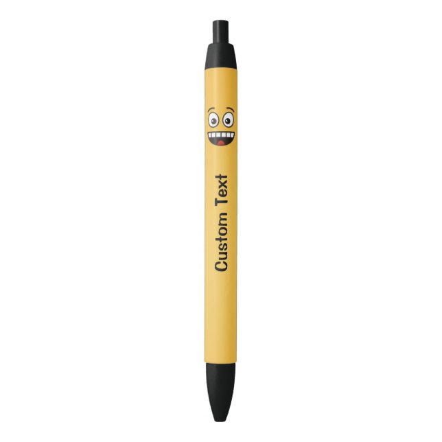 Cara sonriente con pluma de tinta negra boca abier (Frente vertical)