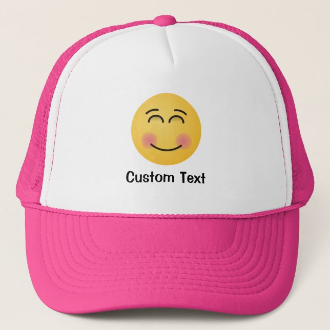 Cara sonriente con sombrero de camión de ojos sonr (Anverso)
