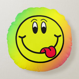 Cara sonriente Emoji Arcoiris Almohada redonda