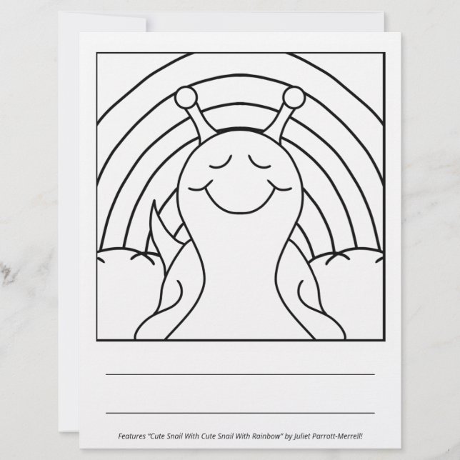 Caracol con arcoiris | Página de coloreado (Anverso)
