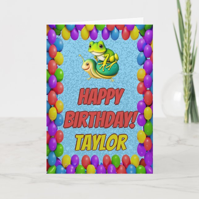 Caracol de caracol de rana tarjeta de cumpleaños p (Anverso)