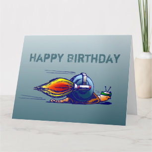 Caracol de cohete con tarjeta de cumpleaños