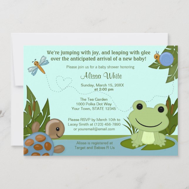 Caracol de tortuga con invitación a Baby Shower (Anverso)