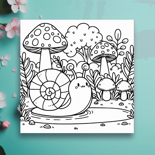 Caracol y champiñones | Color Me Notecard (Subido por el creador)