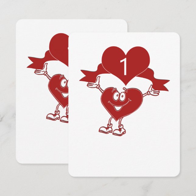 Carácter de corazón con números de mesa (Anverso / Reverso)